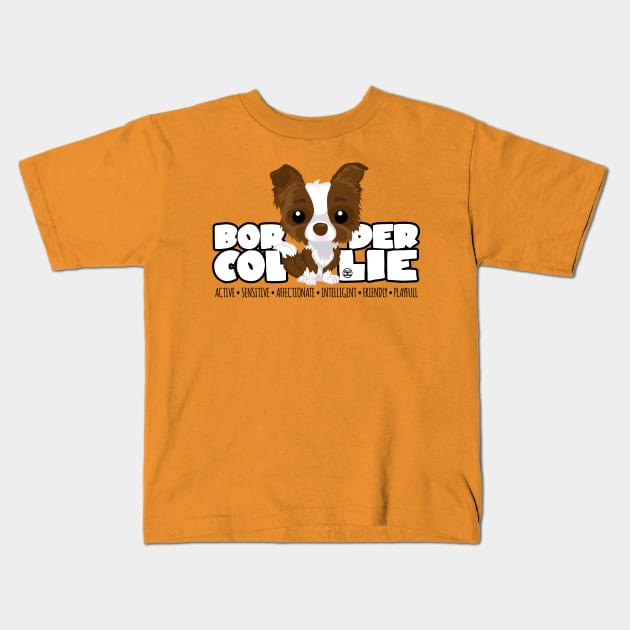 DGBigHeads - BorderCollie Brown Kids T-Shirt by DoggyGraphics